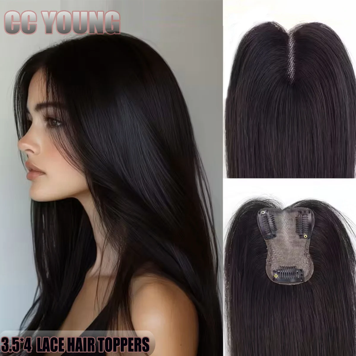 

Natural Black Human Hair Topper for Women's Versatile Stylish Hairpiece Easy to Wear Natural Look Add Hair Volume & Coverage,