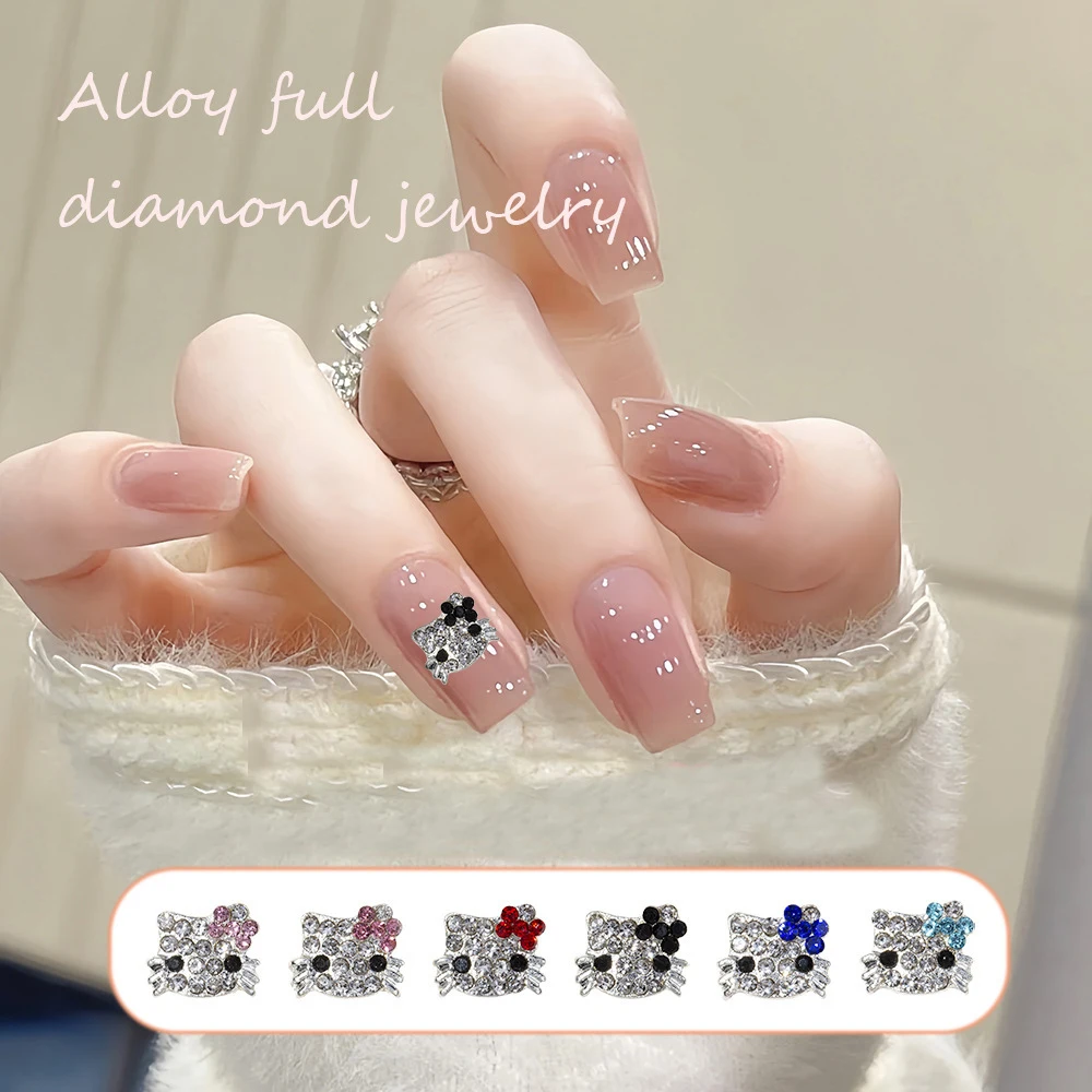 10 Stuks Luxe Diamant Kat Nail Art Charme 3d Legering Kat Vorm Strass Nagel Decoratie Glanzende Multicolor Diy Manicure Accessoires