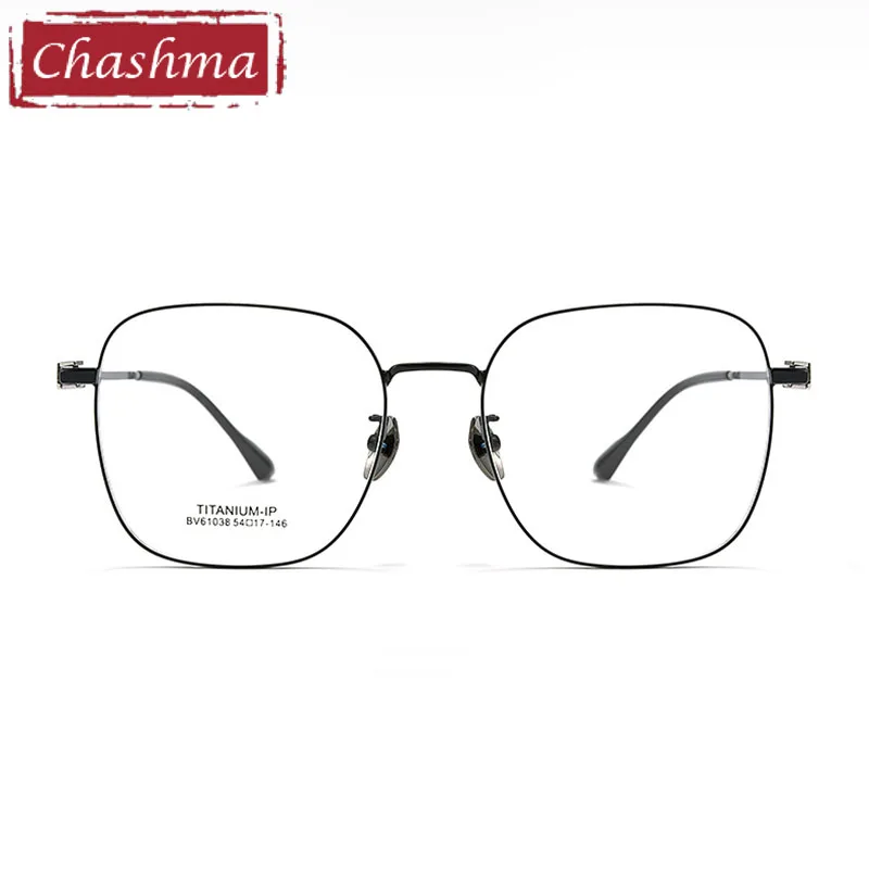 Chashma Men Retro Eyeglasses Pure Titanium Prescription Glasses Frame Women Ultralight Spectacle Optical Frames 146mm Temples