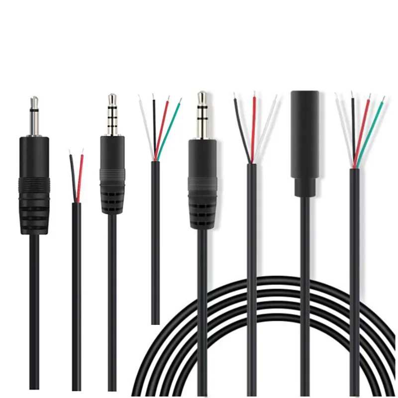 1/5 pièces 3.5MM 2 3 broches 4 cœurs mâle femelle câble d'extension Audio connecteur Aux ligne de tête 3.5mm mono stéréo 3 4 fils bricolage Audio 1M