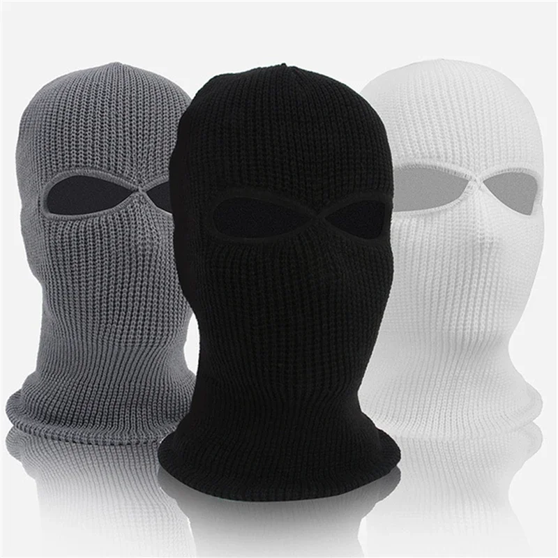 AliExpress 1PC Winter Knit Cap Warm Soft 2 Holes Full Face Ski Hat Hood Motorcycle Helmet Tactical Hat Fashion Women Men