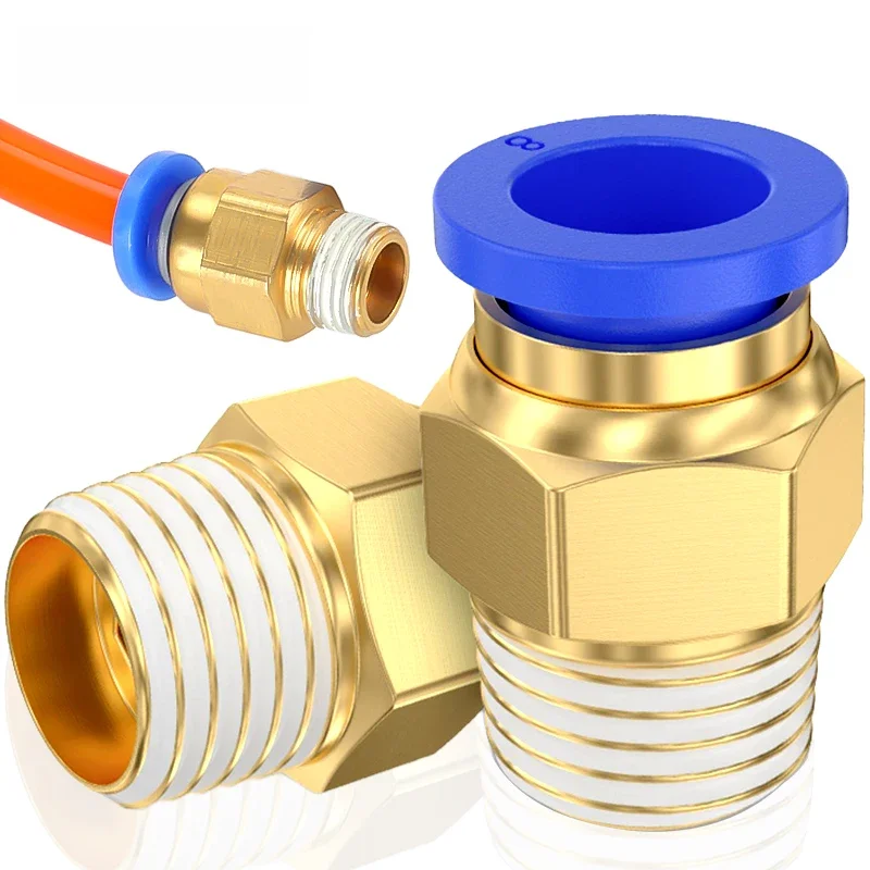 Connecteurs de raccord pneumatique PC 4/6/8/10/12mm, filetage 1/8 1/4 3/8 1/2, raccords de tuyau d'air, accessoires à connecteur rapide, 5 pièces