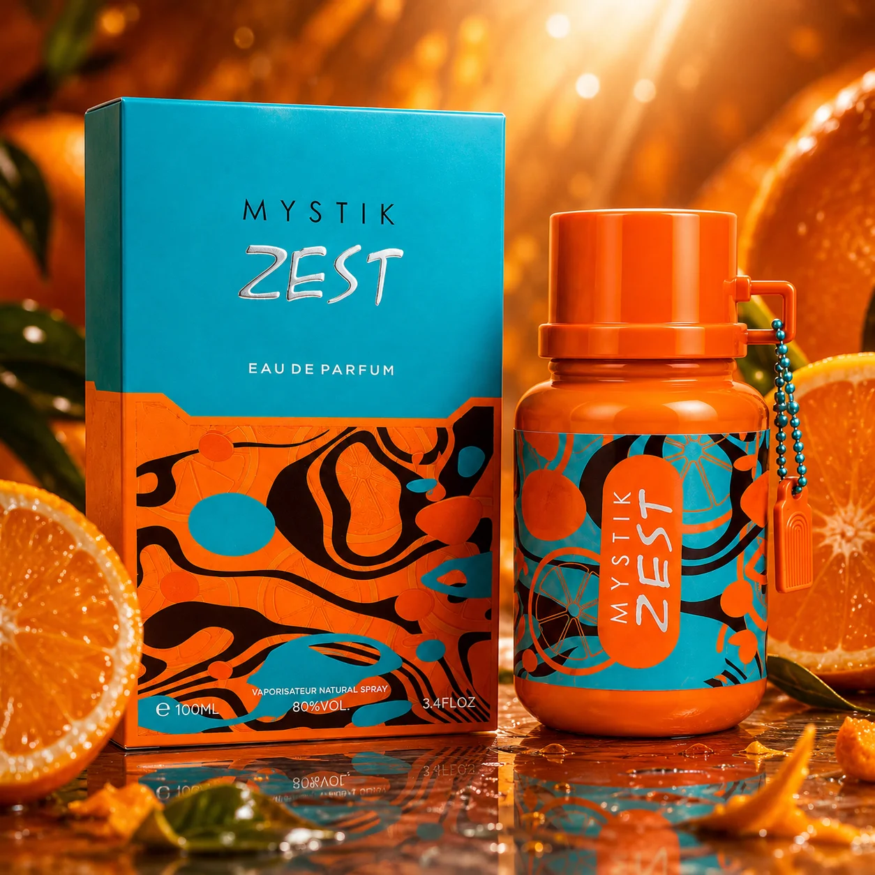 Parfum Mystik Zest, 100 ml. Parfum unisexe aux notes d'agrumes, avec des touches de zeste de citron et d'orange, un cœur parfumé de géranium et des notes fraîches, ainsi qu'une base chaude de cumin et de vanille.