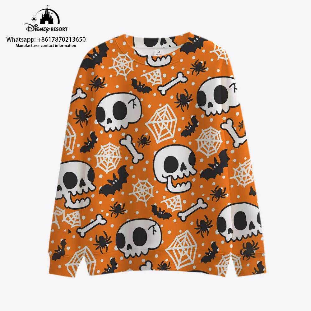 Autumn New Mickey Minnie Anime Horror Halloween Pattern Print Disney Harajuku Round Neck Casual Long-sleeved Sweater