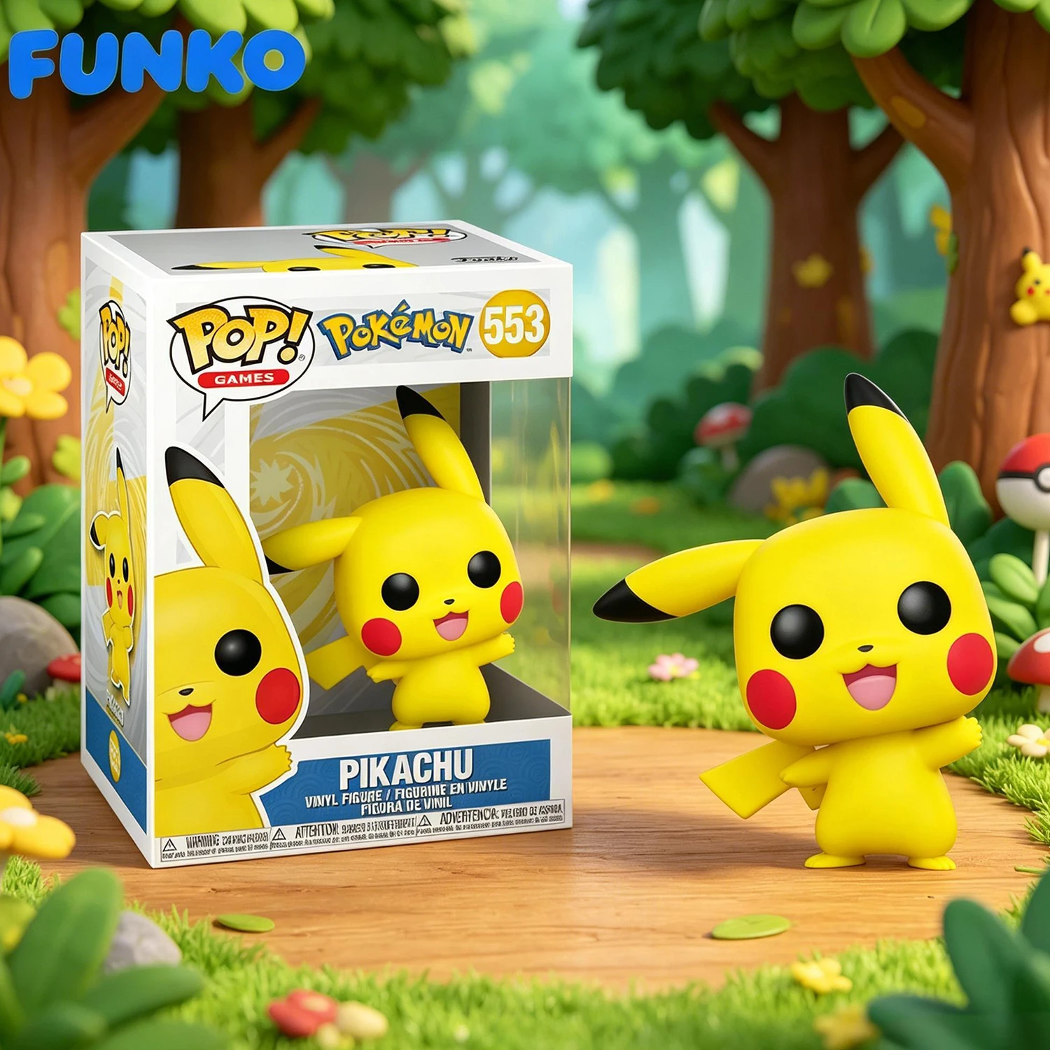 Funko Pop! Pokémon - Pikachu Saludando, Figura Coleccionable de Vinilo, Figura Auténtica con Licencia Oficial, 1 Unidad