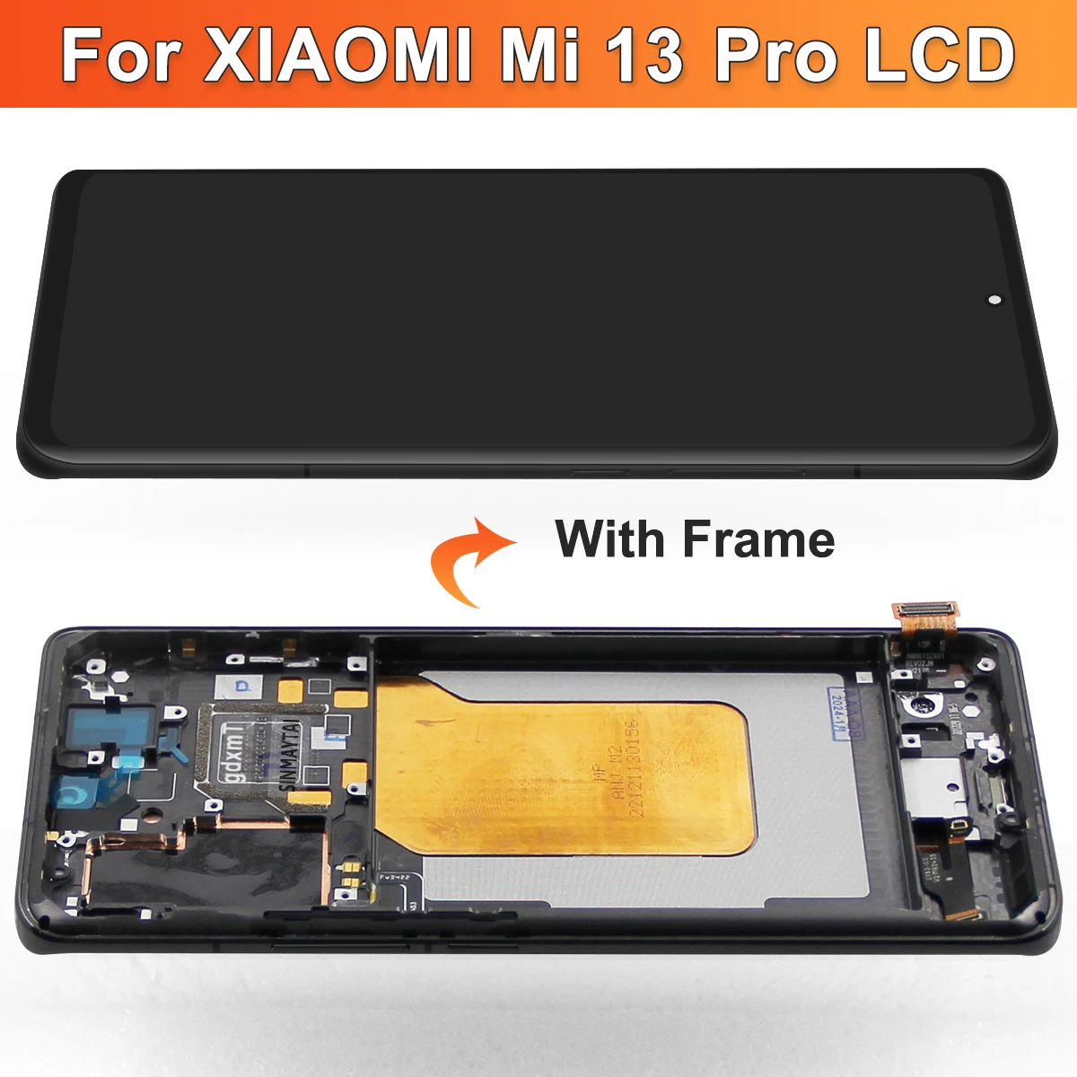 AMOLED For Xiaomi Mi 13 Pro LCD Display Touch Screen Digitizer Assembly Replacement For Xiaomi 13 Pro Screen With Frame