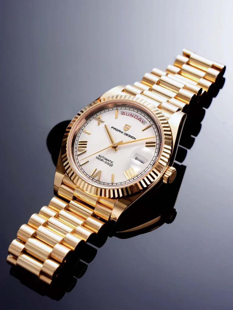 PAGANI DESIGN DD40 Gold Weiß Luxus Automatikuhren Herren Miyota 8215 Saphirglas Mechanische Armbanduhr für Herren EU-Lokaler Versand