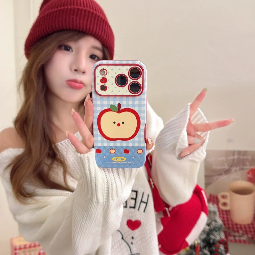 

Cute plaid Apple phone case, suitable for iPhone 14/15/16/17 Pro Max, Fundans 17 Pro Korean INS new shockproof protective case