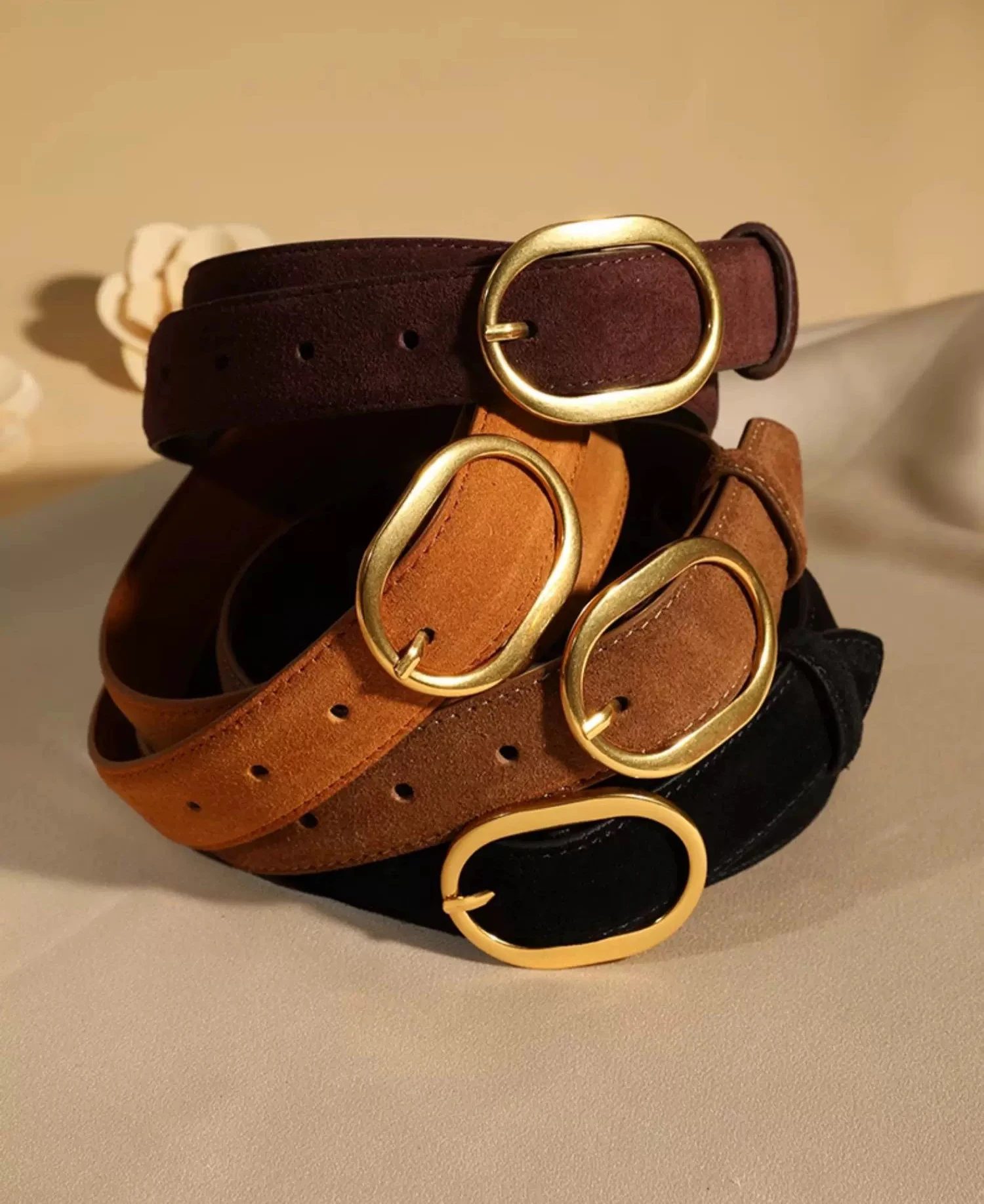 Vintage Women Skinny Belts Suede Cowhide Belt Genuine Leather Belts Ladies Dress Coat Waistband Clothes Decoration Waist Belt