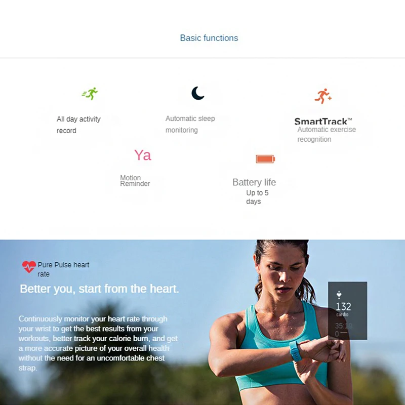 Fitbit Charge 2 Fitness Tracker Smart Wristband مراقب معدل ضربات القلب خطوات النوم تذكير المكالمات GPS ساعة رياضية لنظام iOS Android