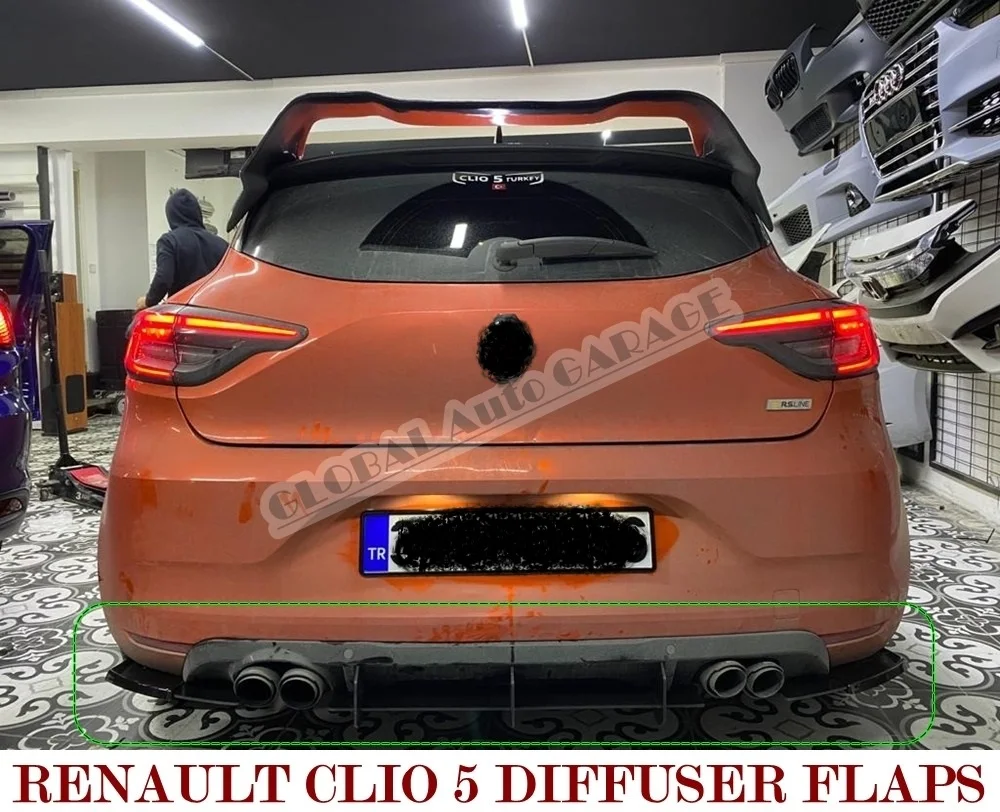 

For Renault Clio 5 Diffuser Flaps 2019 2020 2021 Rear Bumper Extension Attachment Car Styling Auto Universal Ornament Tail Apron