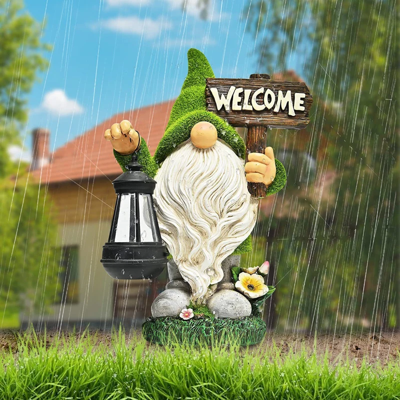 

Solar Gnome Lamp Garden Hallway Decoration Flocking Art Crafts Waterproof Garden Outdoor Gnome Decorative Lamp