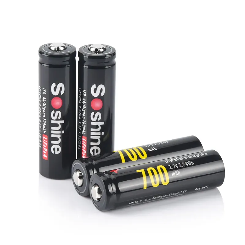 Soshine 3,2 v 700mah lifepo4 Batterie 700 aa mah wiederauf ladbare Batterie für Straßen laterne kleine Lüfter Power Bank Spiele konsole Spielzeug 7