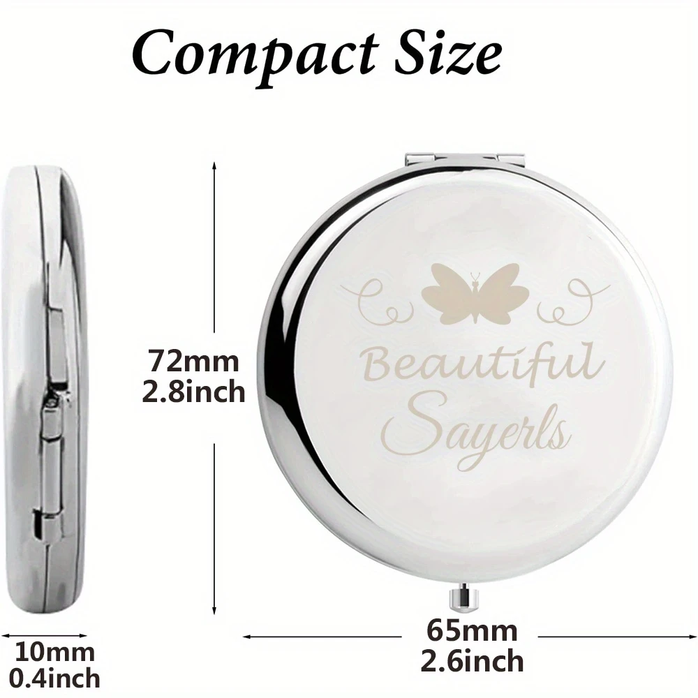 Custom Name Creative Butterfly Reflective Compact Mirror, Lovely Souvenir Gift for Sister, Graduation, Dorm Parties and Birthday