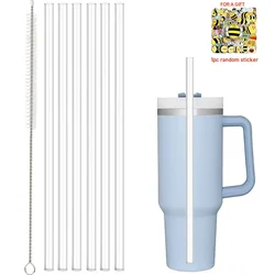 6PCS Clear Drinking Tritan Straw Compatible Stanley Cup Tumbler Cup Reusable With Brush better Than Silicone Straw Drink items