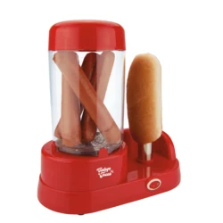 Mini machine à hot-dog rouge de marque CCA, pour fête d'anniversaire, réunion de famille, avec une capacité de 6 saucisses et pains chauffants, puissance de 350W