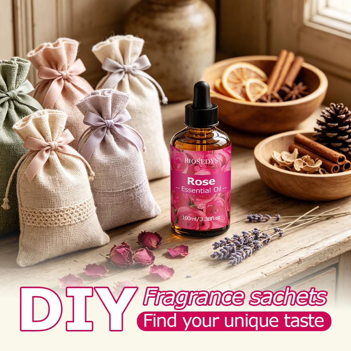 Rose Essential Oil, Elegant Floral Fragrance Oil for Diffusers, DIY Scented Crafts & Aromatherapy, Soft Romantic Aroma