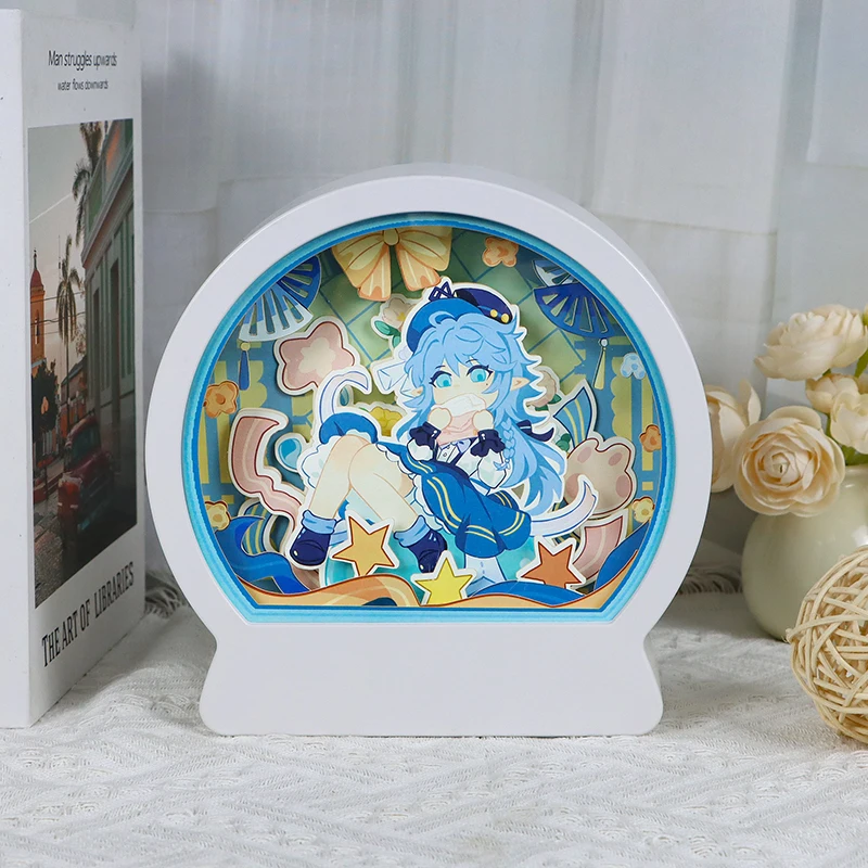 Anime Girl Love Letter 3D Paper Carving Night Lights Customizable Paper Cut Light Box Photo Frames With Led Desktop Decor Light