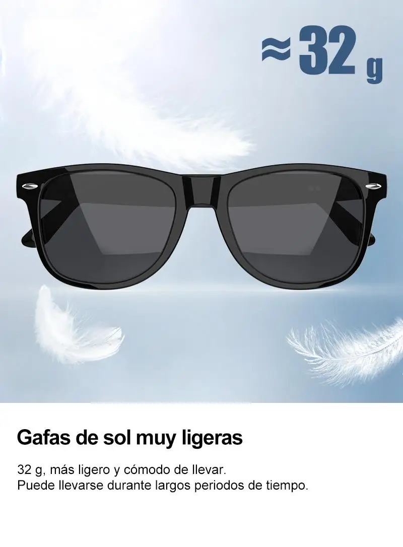 Gafas de Sol Inteligentes Bluetooth 5.4 con Música y Llamadas, Control Táctil, Lentes Polarizadas UV400 y Carga Magnética 6