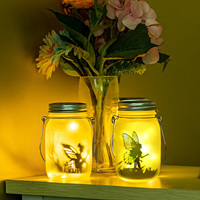 Solar Mason Jar Light Waterproof Fairy Firefly Jar Lids Lamp For Holiday Party Christmas Patio Lawn Garden Decor Lighting