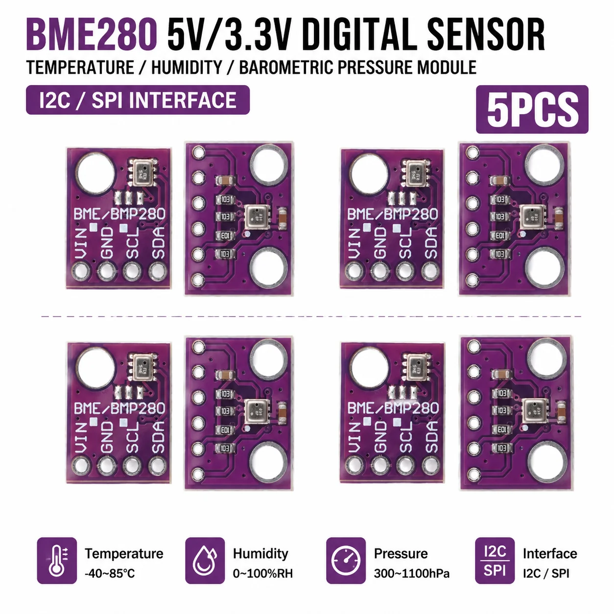 Picture: TENSTAR ROBOT BME280 5V 3.3V Digital Sensor Temperature Humidity Barometric Pressure Module I2C SPI