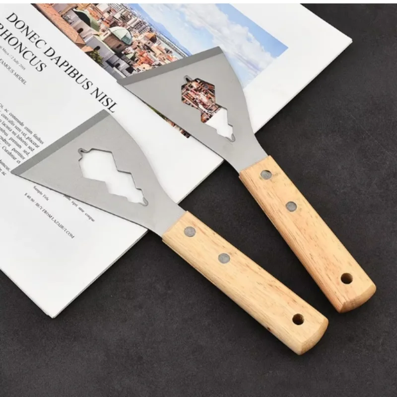 Multifunctional Stainless Steel Putty Scraper with Wood Handle, Heavy Duty Paint Scraper Nail Puller Bottle Opener Household