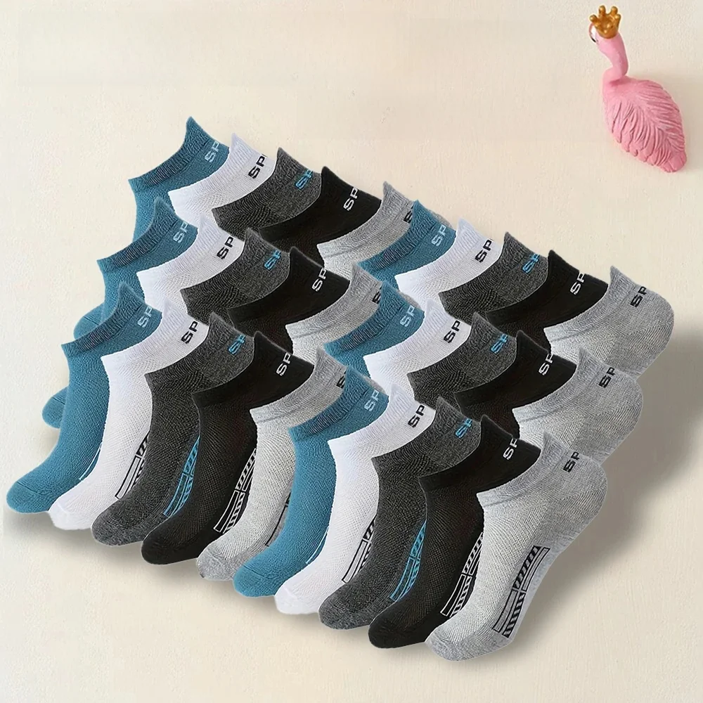1/10/20/30 paires unisexe chaussettes courtes sport à la mode coupe basse col rond cheville chaussette maille absorbant la sueur respirant chaussette décontractée