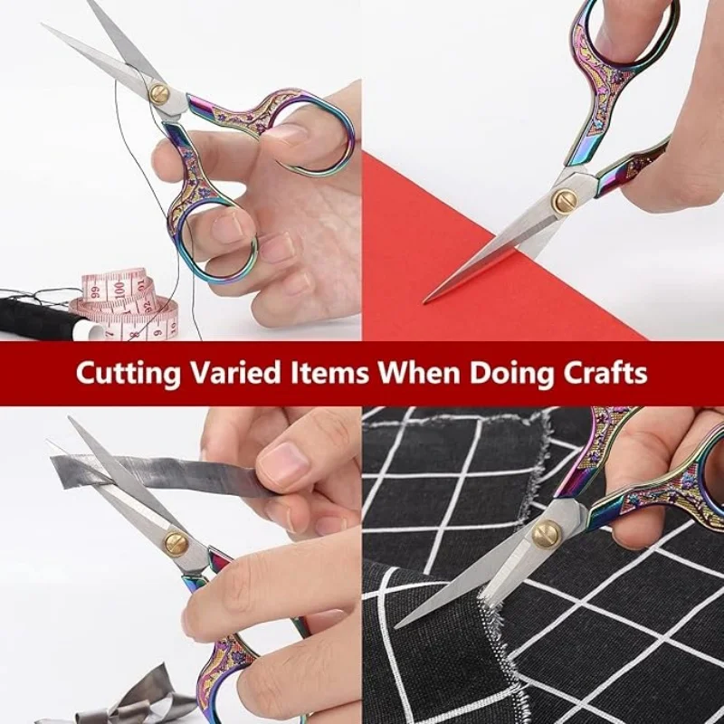 กรรไกรเย็บผ้าหัตถกรรมสแตนเลสแหลมขนาด 5 นิ้ว - อเนกประสงค์สำหรับงานเย็บปักถักร้อย, ตัดด้าย, งานฝีมือ, DIY และอุปกรณ์ศิลปะ