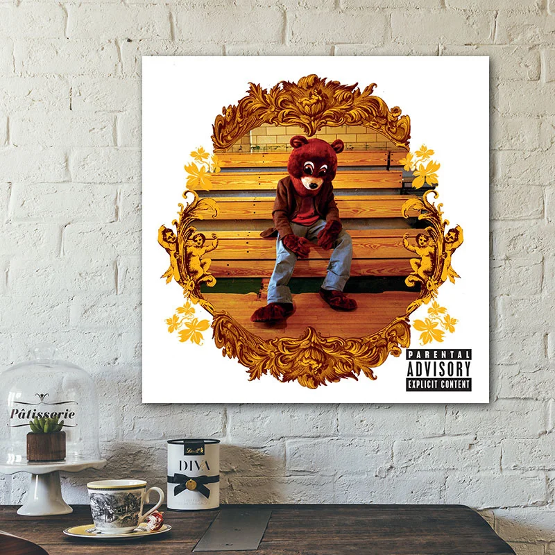 Kanye West Singer Poster Music Album Cover Kanye Europe and The United States Hip-hop Rapper Bar Decoration Wall Stickers Z788