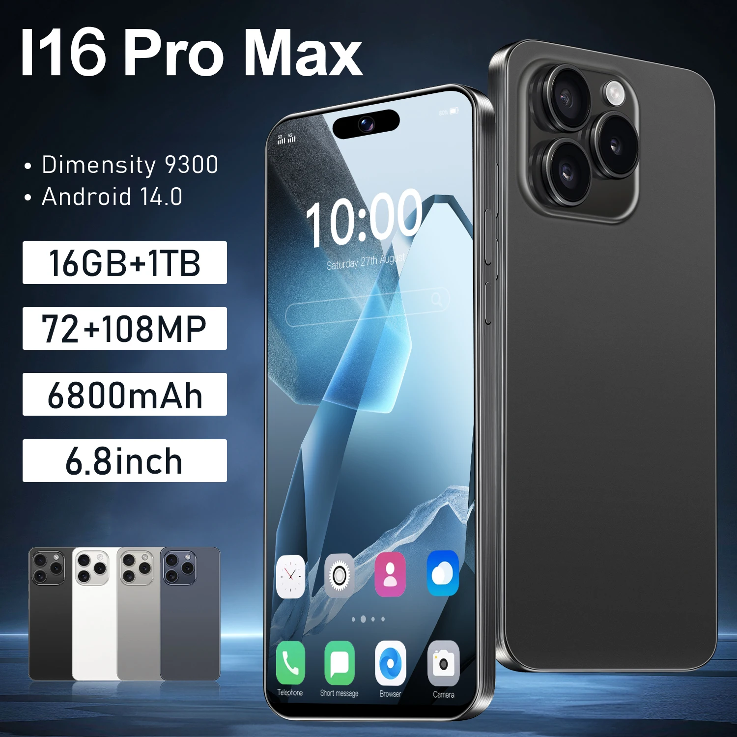 

Global Version Mobile Phone Original I16 Pro Max Smart Phones 2025 NEW 6.8inch Cellphones Android Celular 16G+1TB Dual SIM Card