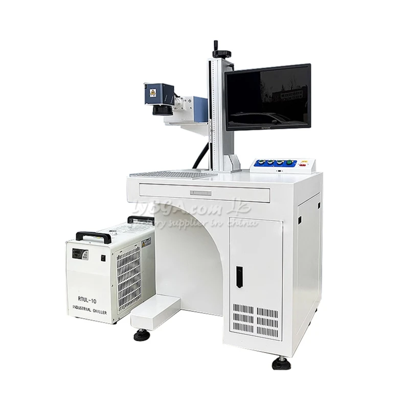 LYBGACNC UV Laser Marking Machine 3W 5W 10W with Computer Cabinet Style for Crystal Glass Metal Wood Acrylic Leather Paper