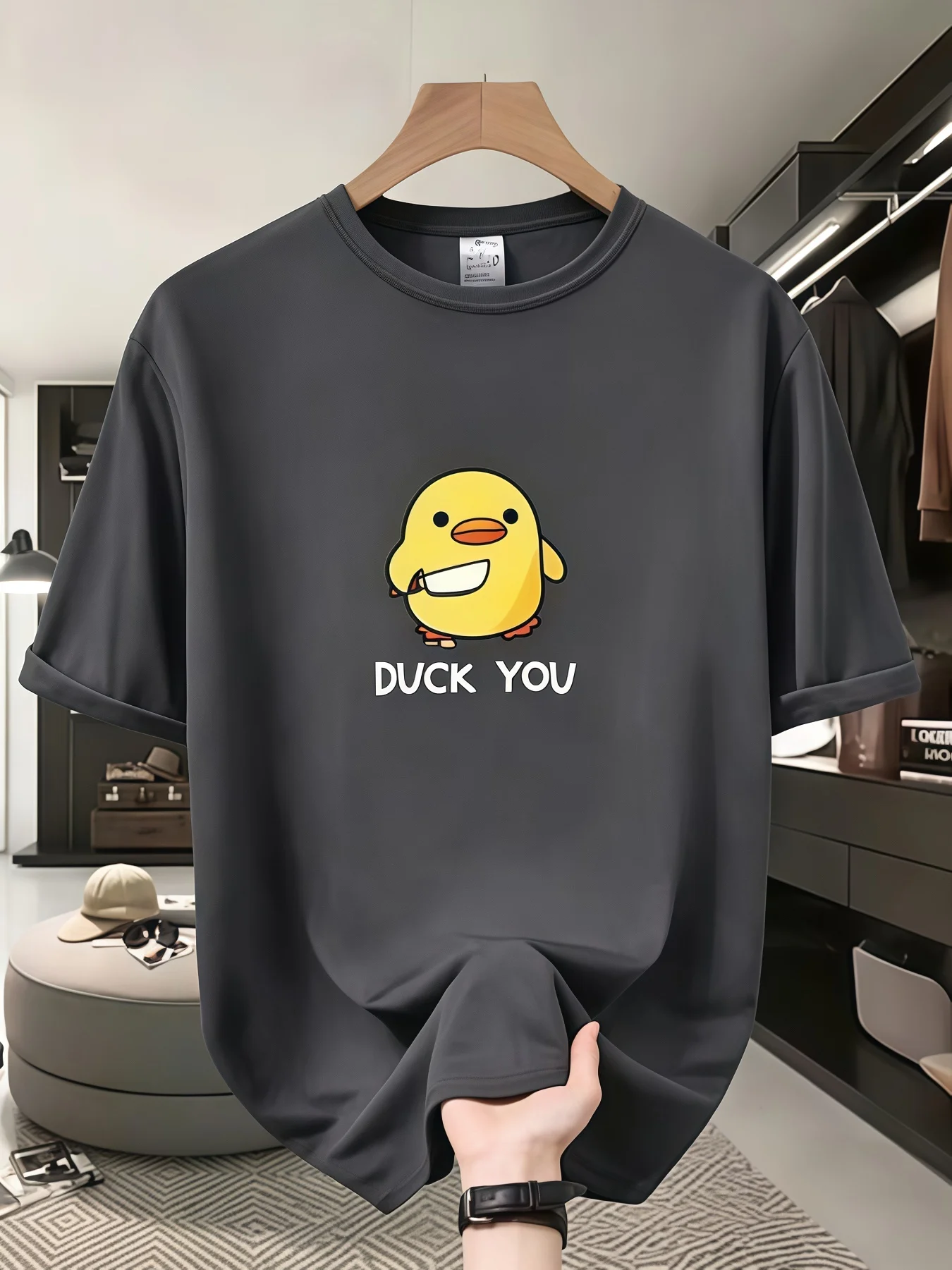 

Funny Cartoon Duck Graphic T-Shirt For Men Casual Soft Short Sleeve Crew Neck Daily Casual Streetwear Male Fashion Tops Tees