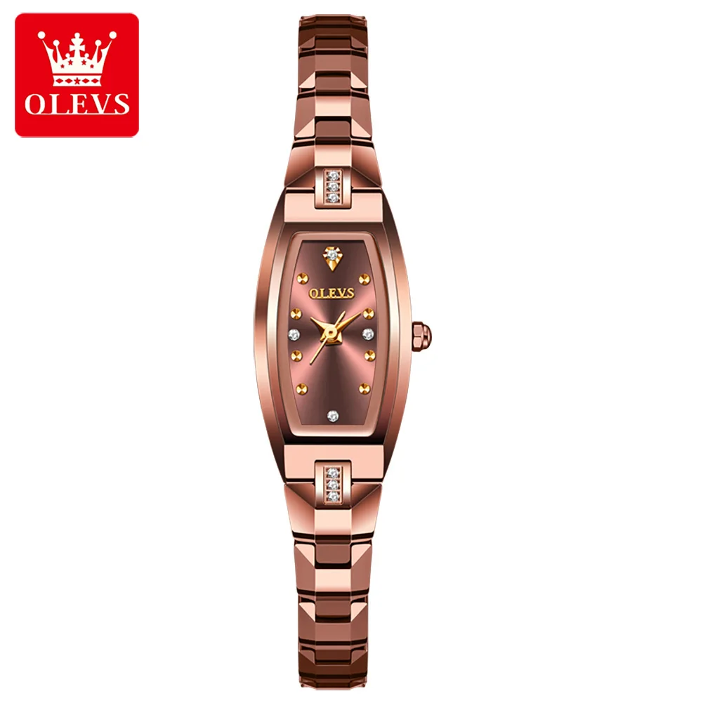 OLEVS Womens Gold Watches Japan Quartz Movement Luxury Elegant Diamond Square Ladies Dress  Small Slim Thin Wrist Watch
