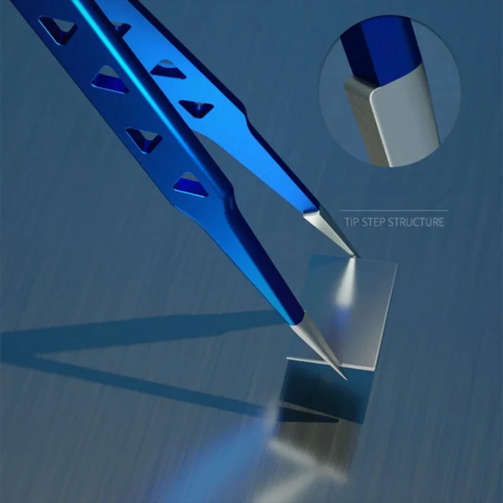 ملاقط غير مغناطيسية عالية الصلابة - أداة دقيقة من الفولاذ المقاوم للصدأ ذات 8 فتحات لإصلاح رقاقة PCB IC للهاتف المحمول LA-AA110 #4