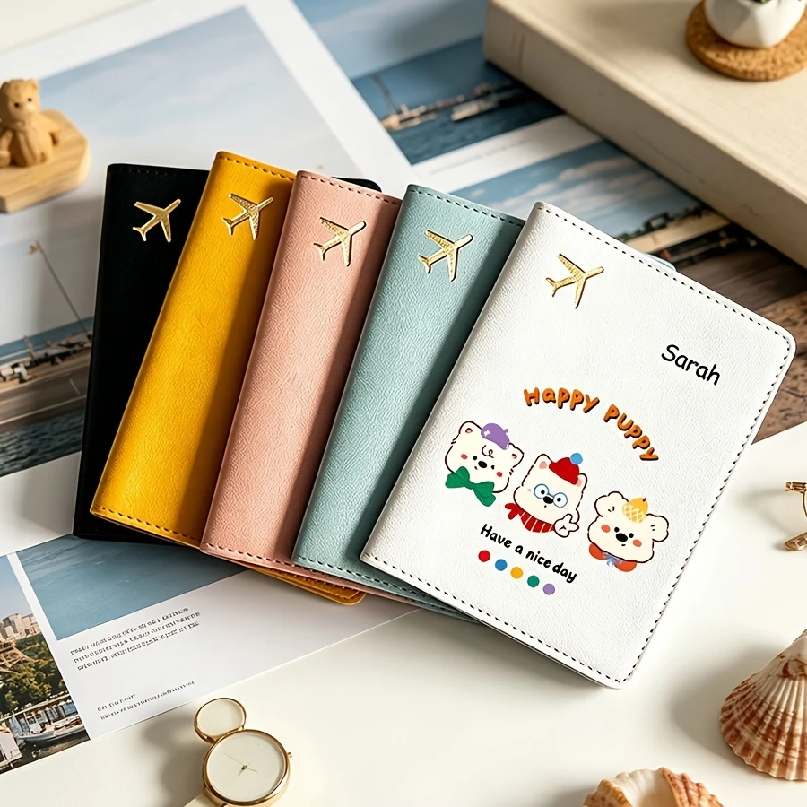 

Custom Name Cartoon Passport Holder, 6-Color Personalized Travel Pouch, Ideal Document Protector & Practical Travel Gift
