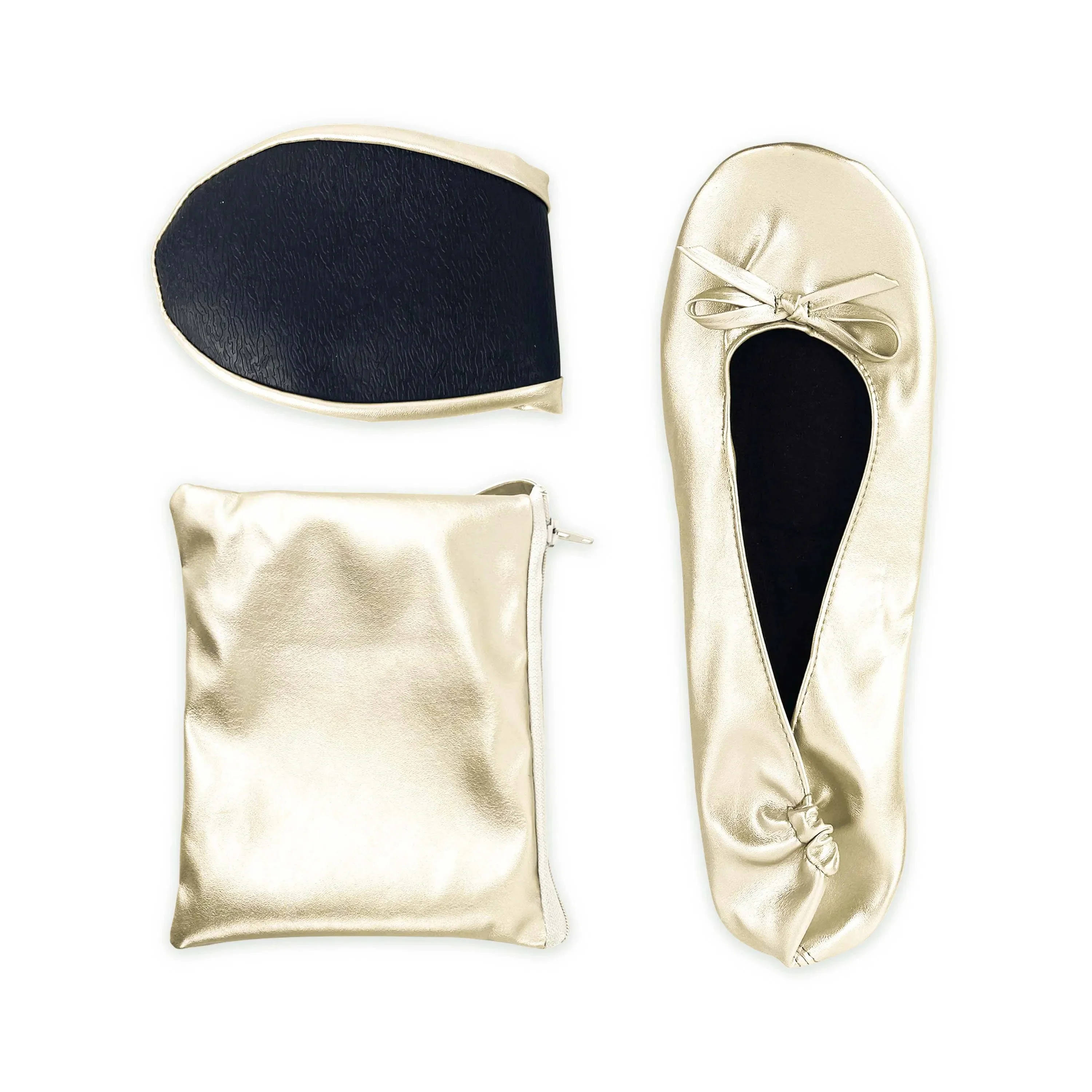 Frauen faltbare tragbare Hochzeits reise Ballett flache Ballerina Schuhe mit passenden Trage tasche