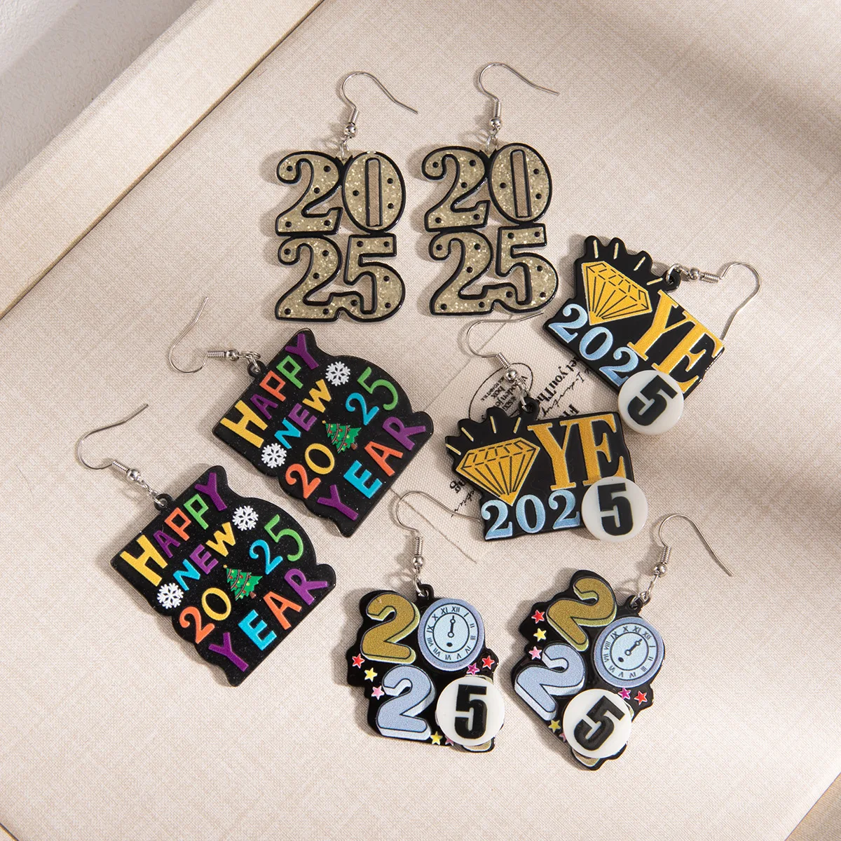 New 2025 New Year digital acrylic earrings Light luxury creative cartoon cute fashion personality earrings