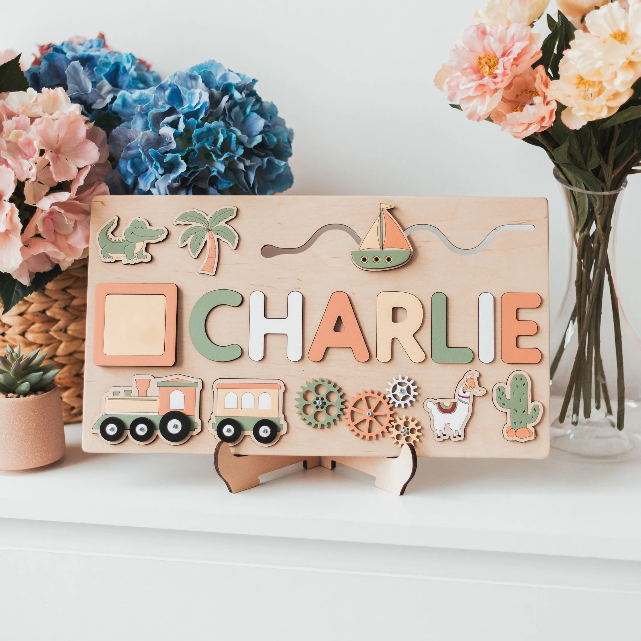 Personalized Custom First Name Wooden Puzzle Child Fun Birthday or Holiday Present Toy for Kids