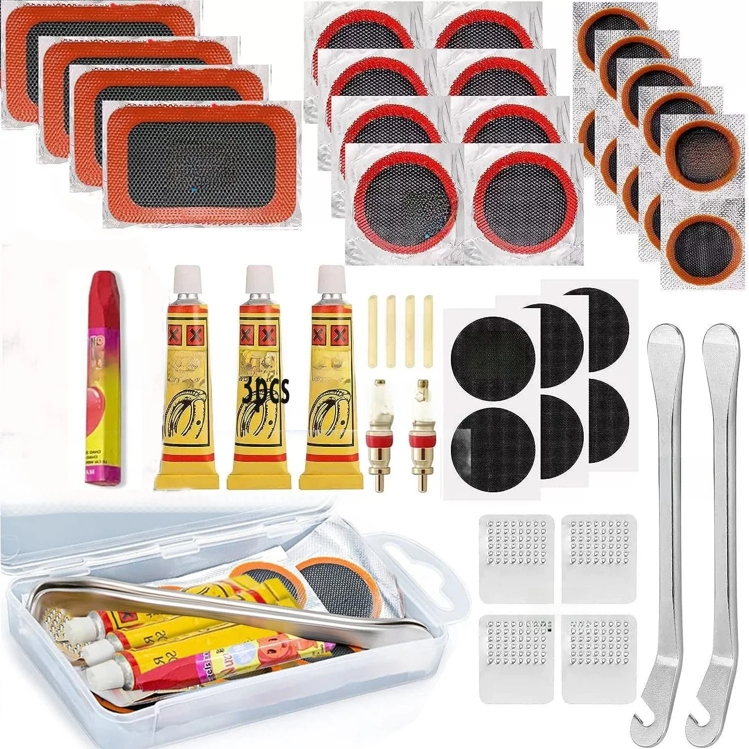 AliExpress Bike Tire Repair Kit-Patches,Multifunctional Bike Repair Tool Tire Puncture Repair Kit,Tire Flim,Grinding Film,Crowbar