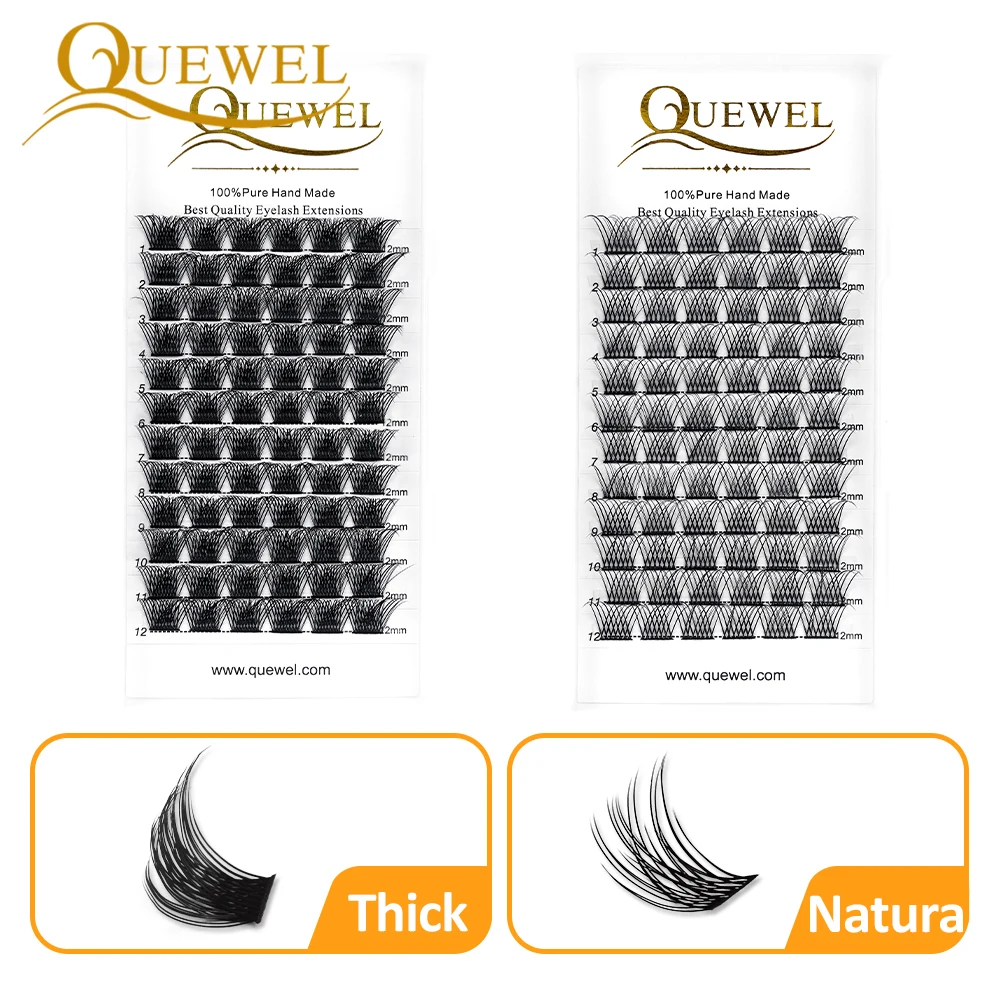 Quewel 72 Eyelash Clusters 14D-28D Russian Volume Lashes Segment Eyelashes Extension DIY Fake Lash Faux Mink Cluster Lashes