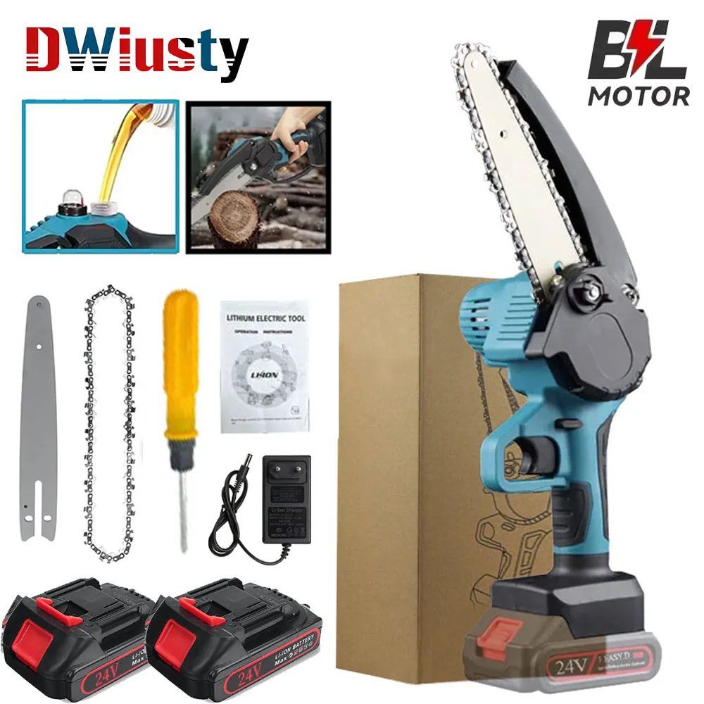 DWiusty 8-Zoll-bürstenlose Kettensäge, kabellose elektrische Säge, Holzbearbeitung, Garten, Beschneiden, Kettensäge, Elektrowerkzeug für Makita-Akku-Pin