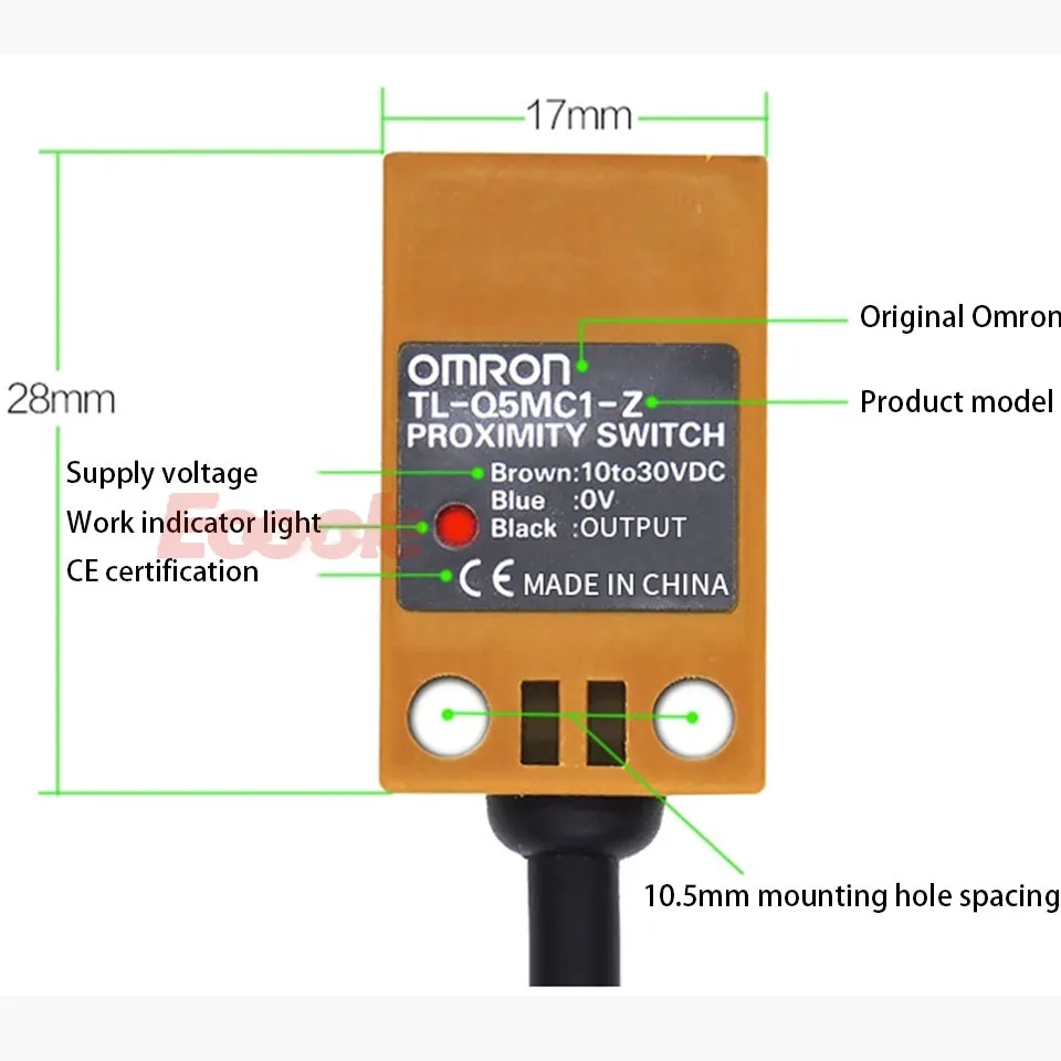 Imagem -03 - Omron-interruptor de Proximidade Quadrado Acessórios para Máquinas de Gravura Tl-q5mc1-z Sensor Limite 1030v 2m