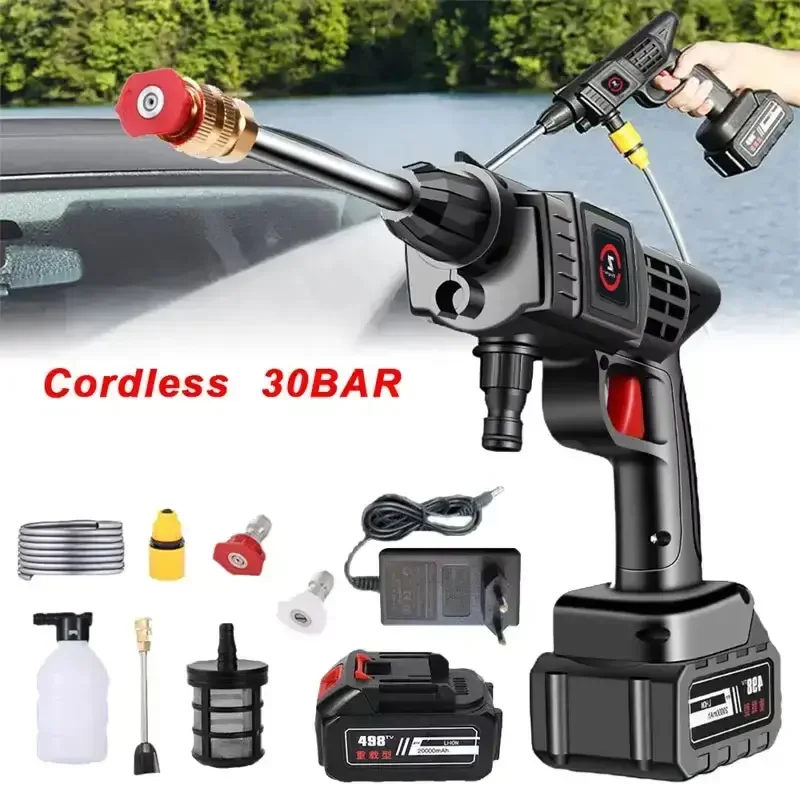 Cordless High Pressure Cleaner Water Gun Max 70BAR 12000mAh Foam Spray Generator Car Washing Machine for Home Car Cleaning Tools