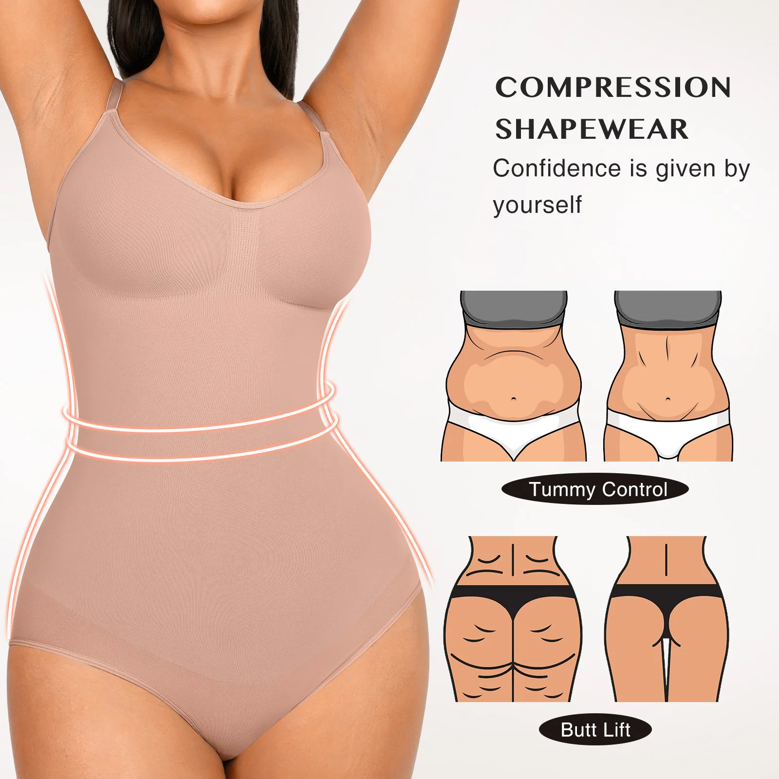 Hexin Dupes Naadloze Bodysuit Snactch Waiist Shapewear Faja 'S Verschillende Tinten