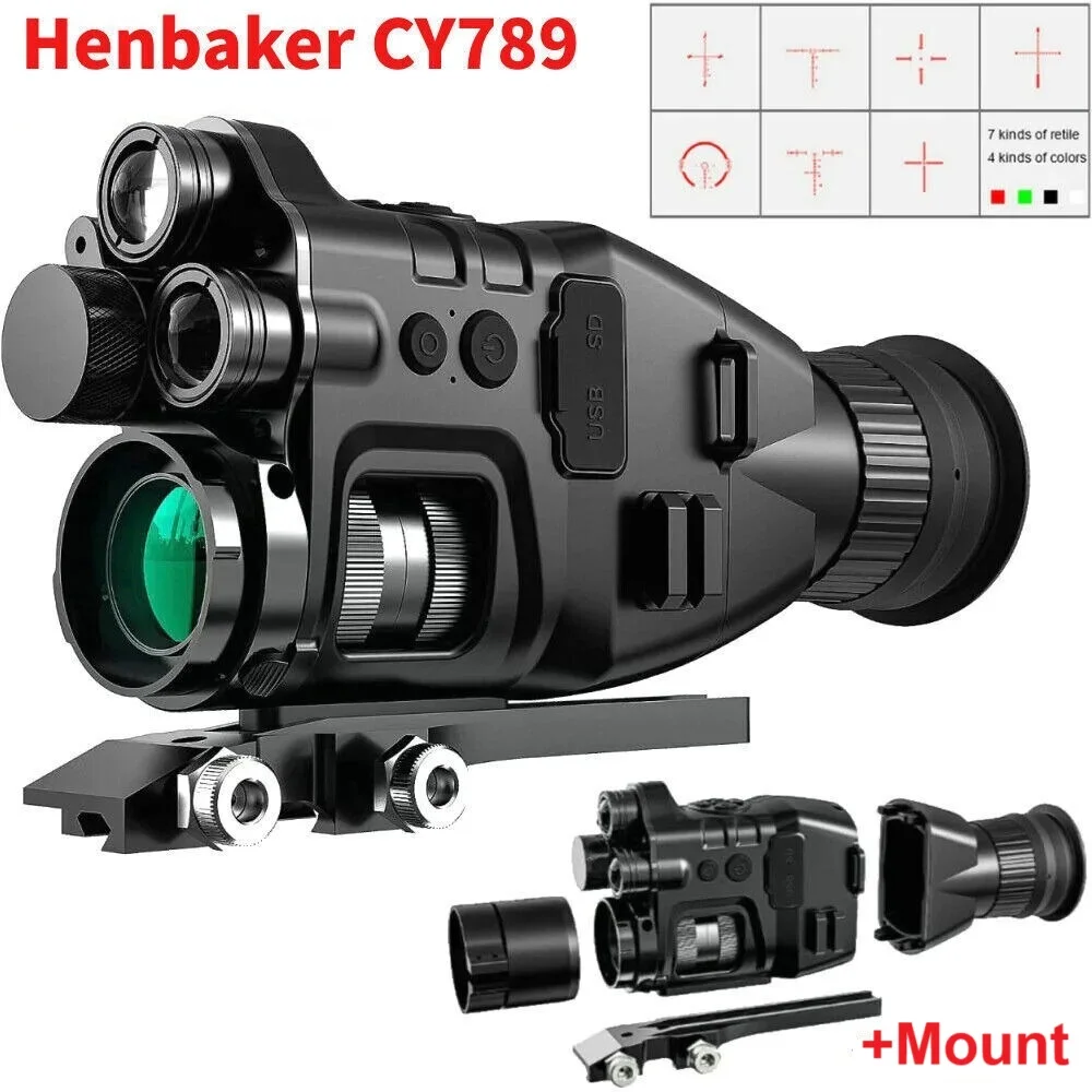 Henbaker CY789 850nm Infrared Night Vision Scope 940nm Digital Night Vision Monocular Rifle Scopes with Wifi APP 1080P HD 24X