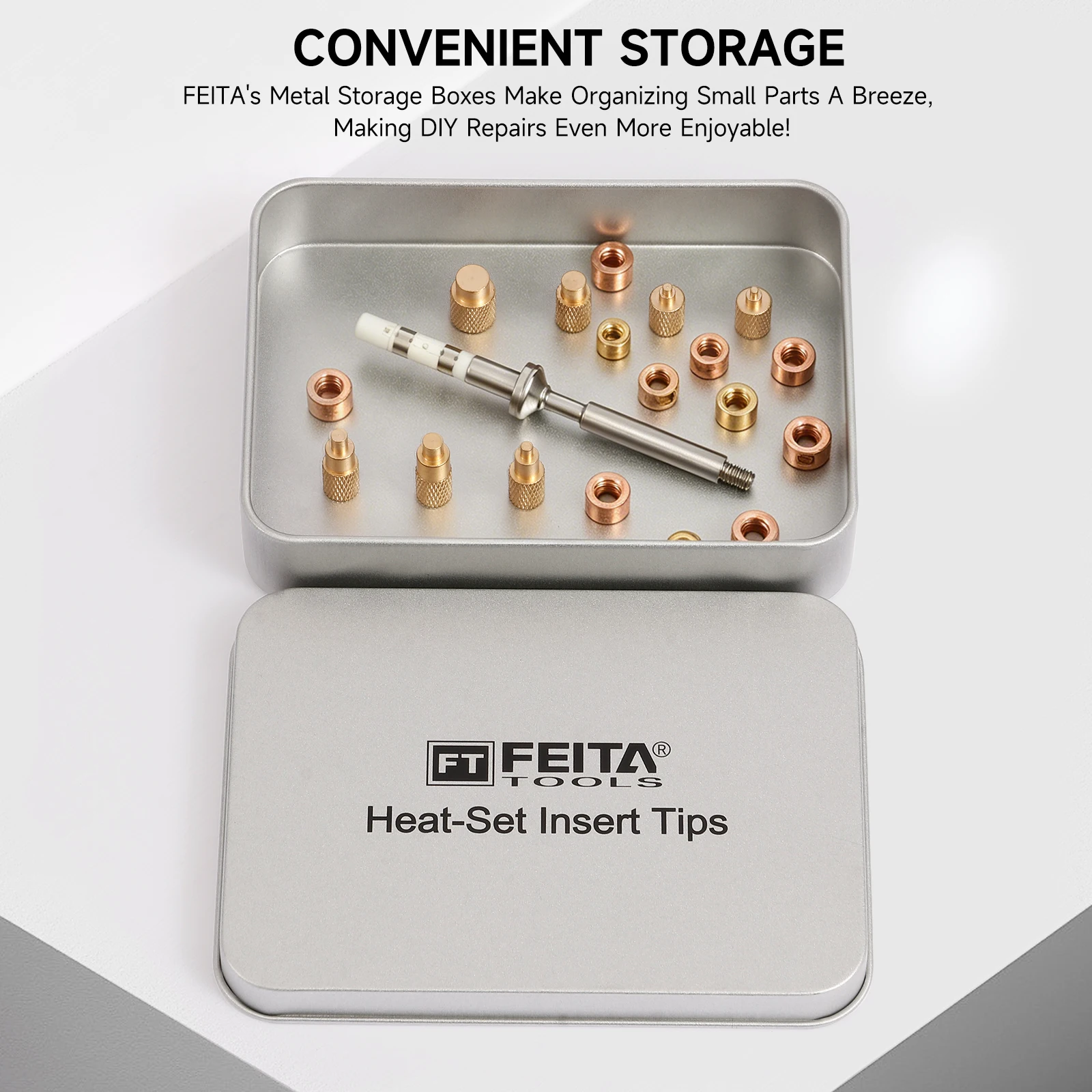 ST Soldering Tips Heat Set Insert Tool Kit, Threaded Brass Inserts M2-M8 for 3D Printing, Compatible TS100 Pinecil Soldering Pen view 5