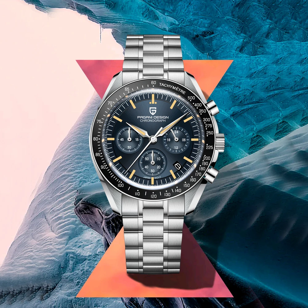 Montres pour hommes PAGANI DESIGN Moon 2026, montres-bracelets à quartz de luxe haut de gamme, chronographe sportif, montre pour hommes avec miroir saphir AR, étanche, lumineuse, lunette en céramique, cadeau de mode pour homme