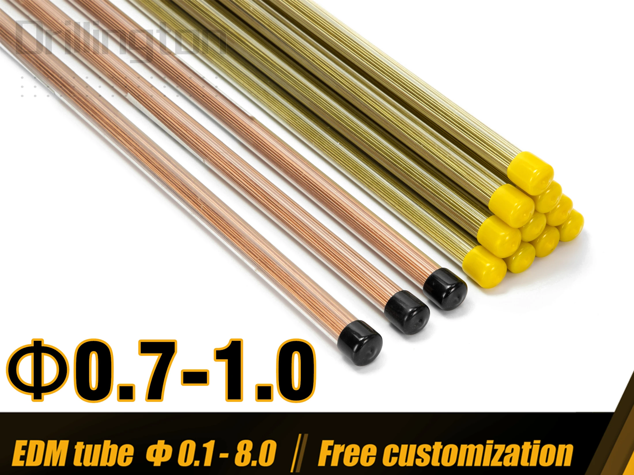 Drillington EDM Tube Brass Copper Tube High Precision 0.7mm to 1.0mm 0.7 0.8 0.9 1.0 Single Hole Electrode Tubes for EDM Machine