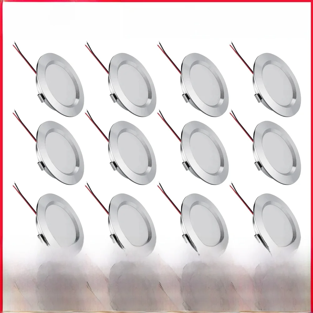 6/8/12 Stuks Led Downlight 3W DC12V Plafondlamp Inbouw Down Light Ronde Led-paneel Licht Zwart wit Zilver Dimbare Spotlight - afbeelding 2