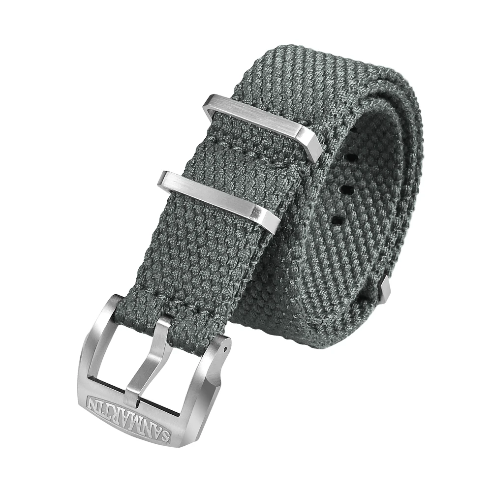 San Martin Flachsarmband, hochwertiger Militärstil, geeignet für 20 mm 22 mm Universal-Armband, 316L-Schnalle, Uhrenteile 4